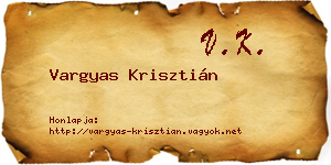 Vargyas Krisztián névjegykártya